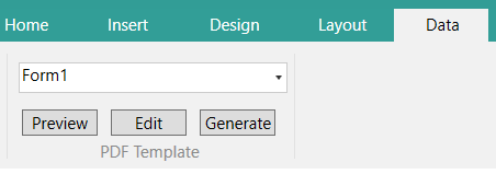Picture showing PDF Options on the Data Tab.